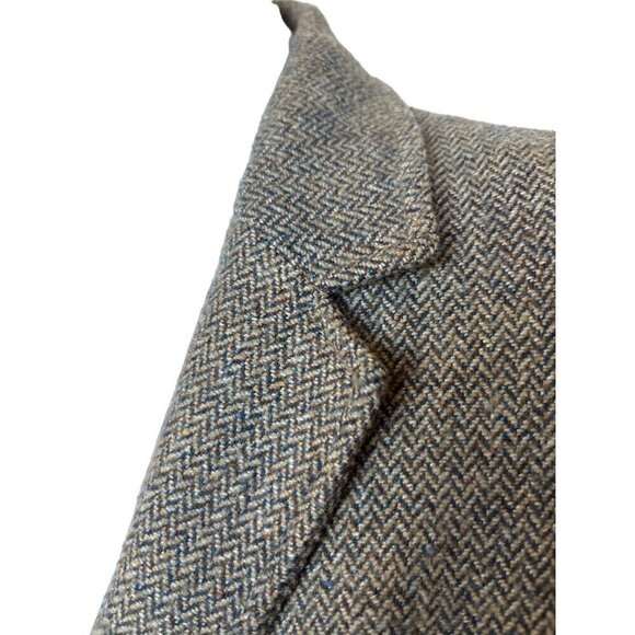 L.O.G.G.H&M Blazer Women 10 Herringbone Wool Blend Braided Leather Buttons - Picture 2 of 16